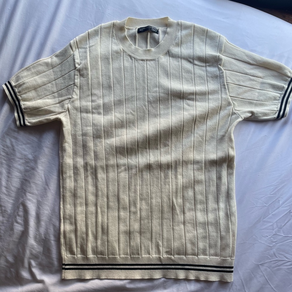 Dazy Brand Men's Cream Sweater with Black Accents
